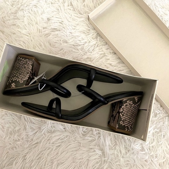 NWT A New Day Cass black snake block heel sandals - Picture 3 of 9